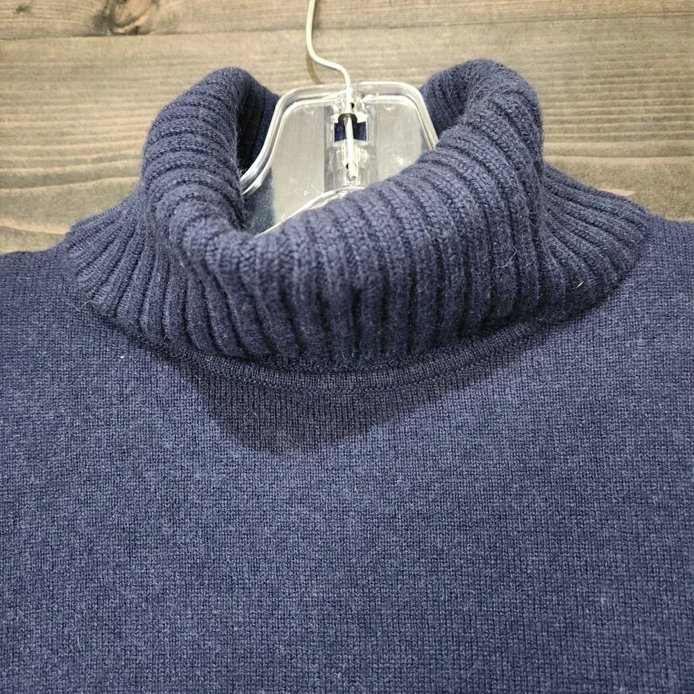 Lafayette 148 Sweater 100% Cashmere Women's Large Turtleneck Navy Blue